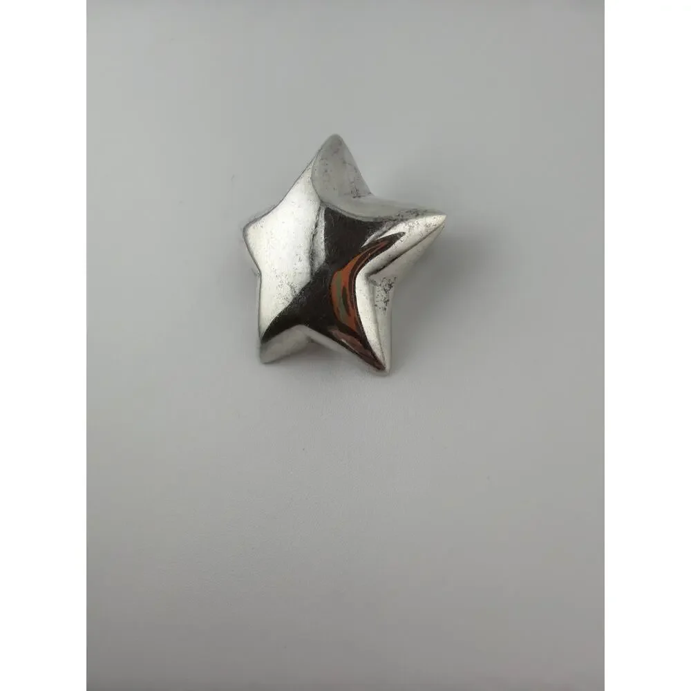 Vintage Mexican Sterling Silver Puffy Star Brooch